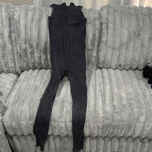 Forever 21 Black Ribbed Sleeveless Jumpsuit